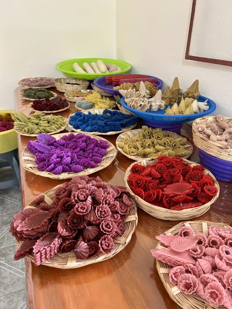 Beeswax candles in Velas Guille workshop in Oaxaca, Mexico (Credit: Laura Field)